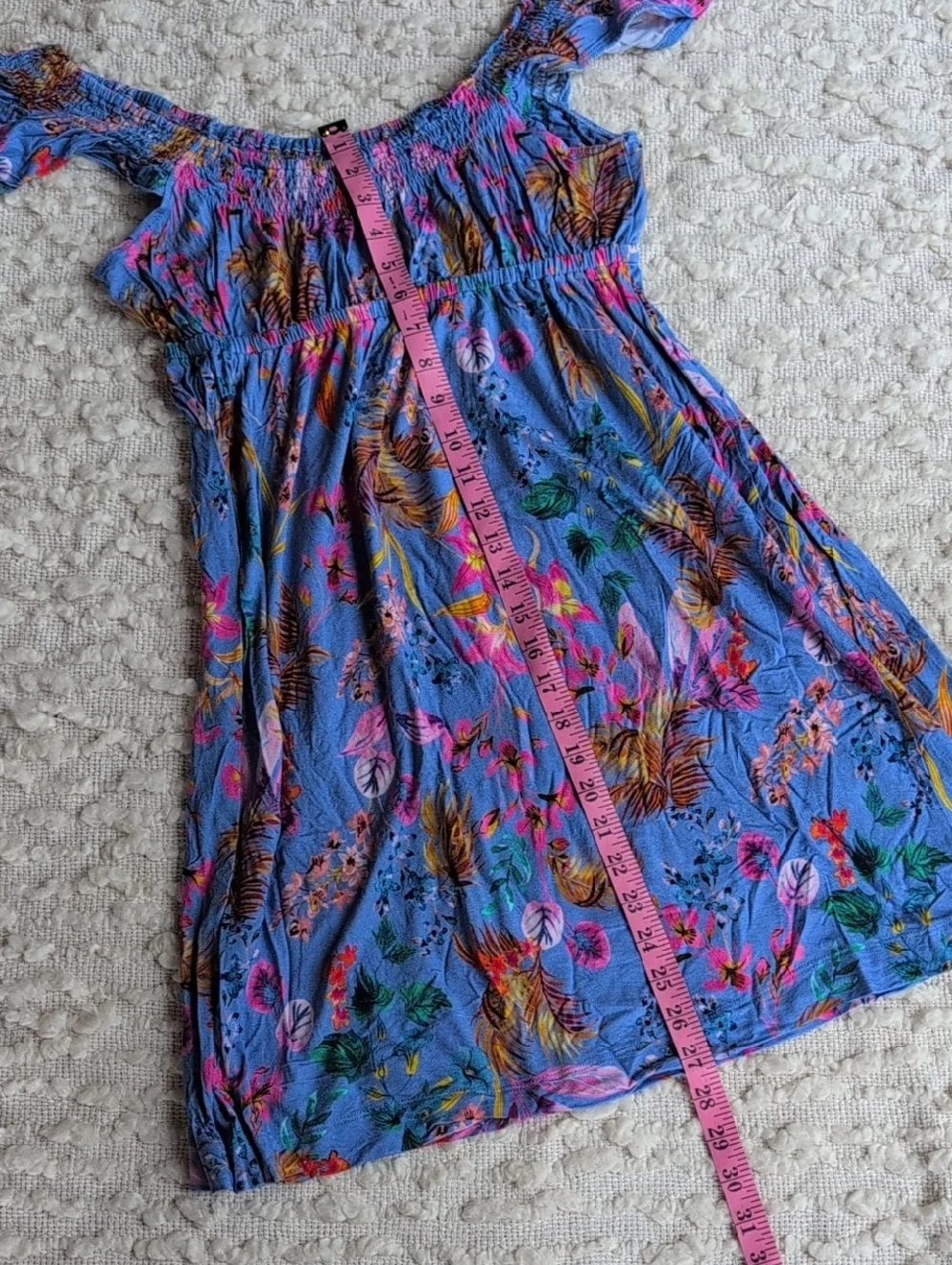 Soma Blue Floral Ruffle Smocked Bust Empire Waist Nightgown Pajama Dress